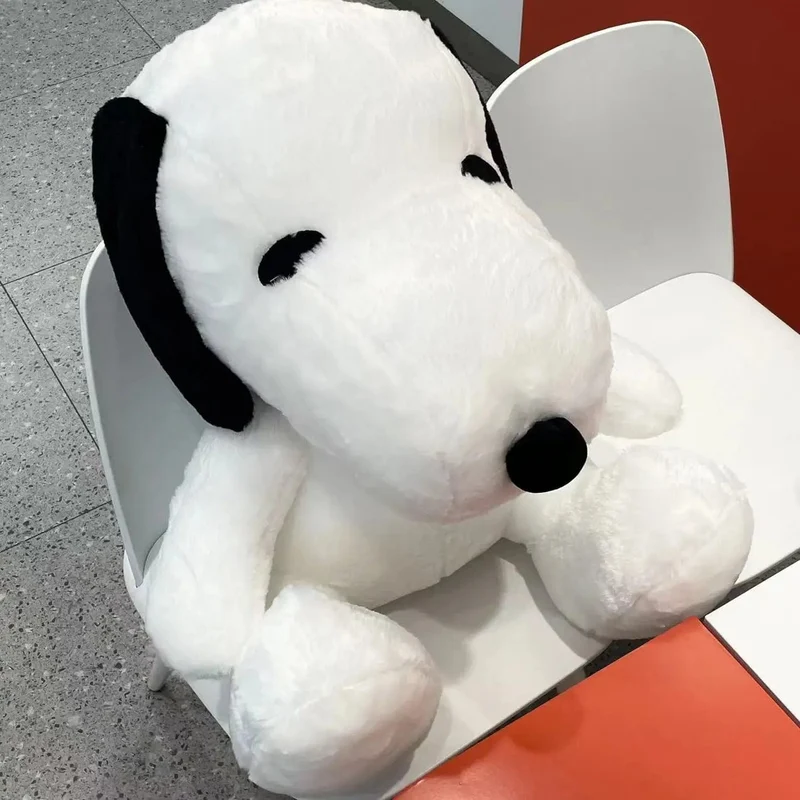 King Size 100CM Weißer Hündchen-Plüsch-Welpe Plüschtiere Hund Ausgestopfte Puppe Kawaii Zimmerdekor Erkerfensterkissen Tierspielzeug Geschenk für Kinder