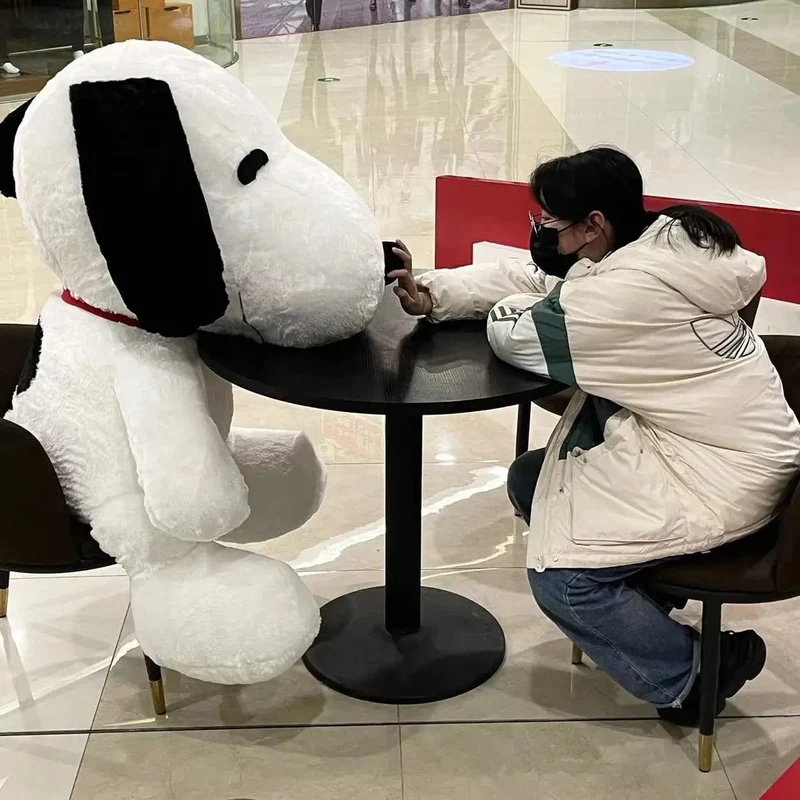 King Size 100CM Weißer Hündchen-Plüsch-Welpe Plüschtiere Hund Ausgestopfte Puppe Kawaii Zimmerdekor Erkerfensterkissen Tierspielzeug Geschenk für Kinder