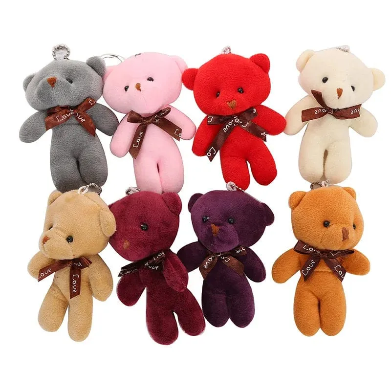 10 teile/paket 12cm Mini Fliege Teddybär Anhänger Plüsch Spielzeug Bunte Teddy Plüsch Schlüsselanhänger