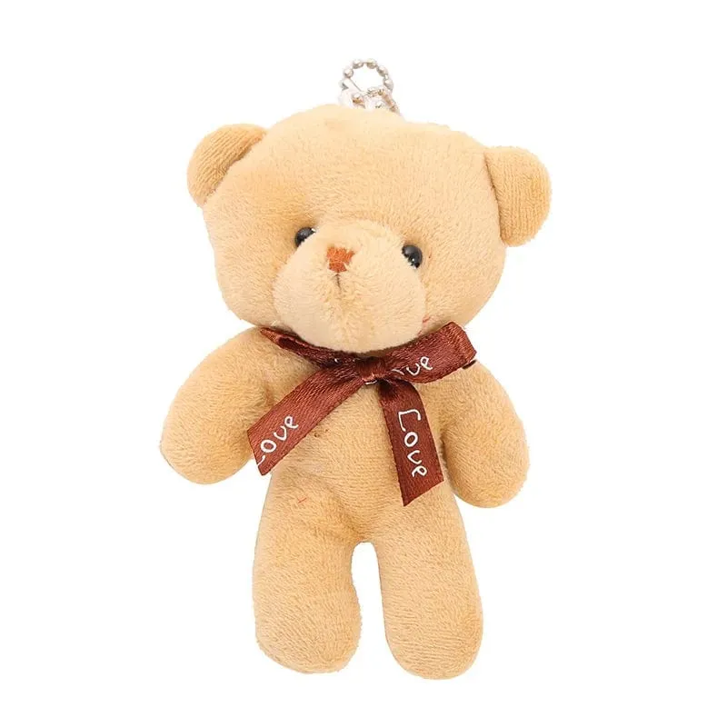 10 teile/paket 12cm Mini Fliege Teddybär Anhänger Plüsch Spielzeug Bunte Teddy Plüsch Schlüsselanhänger