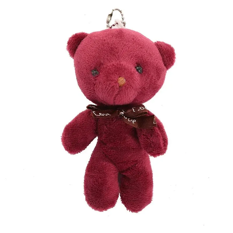 10 teile/paket 12cm Mini Fliege Teddybär Anhänger Plüsch Spielzeug Bunte Teddy Plüsch Schlüsselanhänger