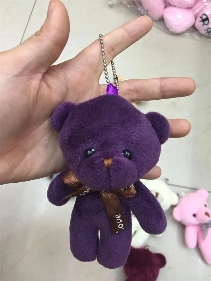 10 teile/paket 12cm Mini Fliege Teddybär Anhänger Plüsch Spielzeug Bunte Teddy Plüsch Schlüsselanhänger