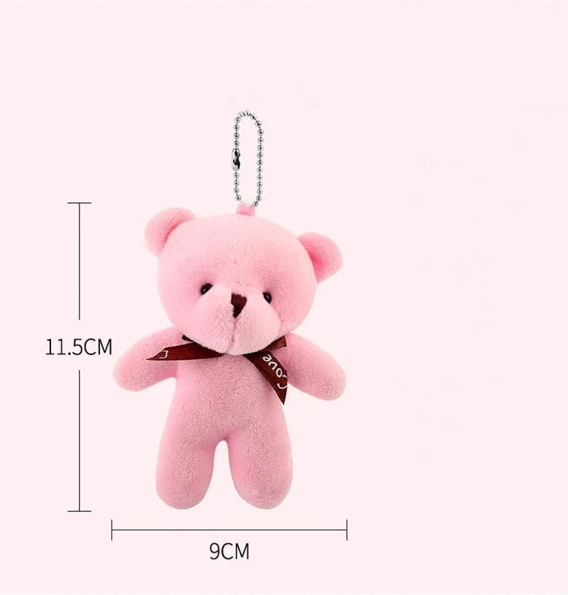 10 teile/paket 12cm Mini Fliege Teddybär Anhänger Plüsch Spielzeug Bunte Teddy Plüsch Schlüsselanhänger