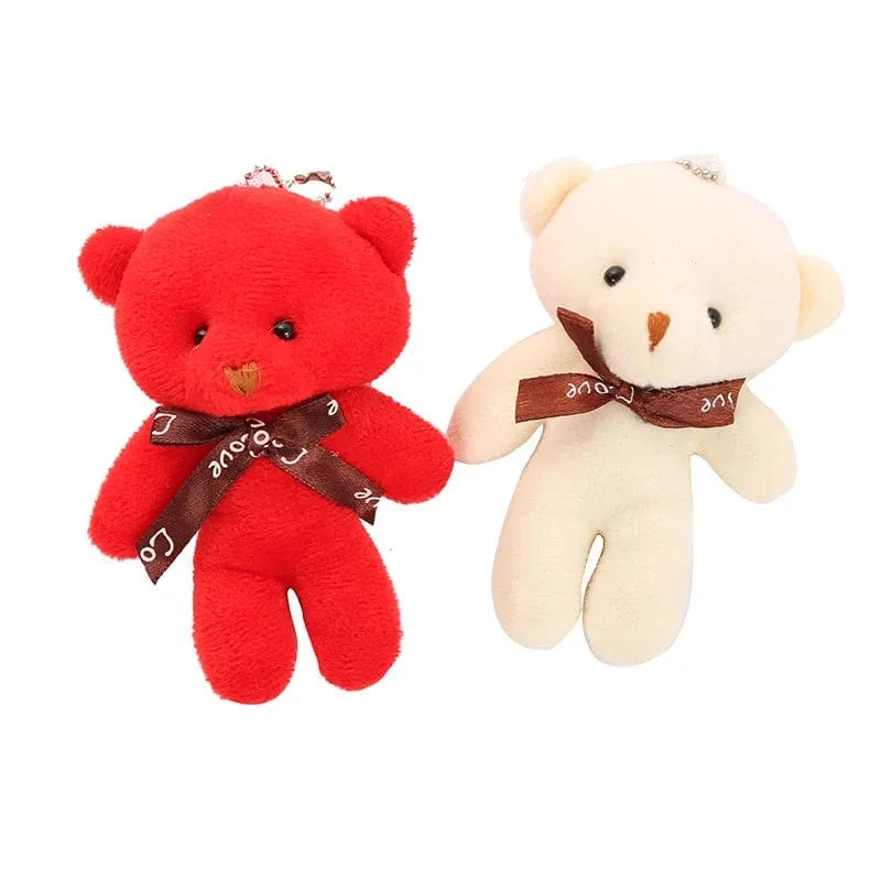 10 teile/paket 12cm Mini Fliege Teddybär Anhänger Plüsch Spielzeug Bunte Teddy Plüsch Schlüsselanhänger