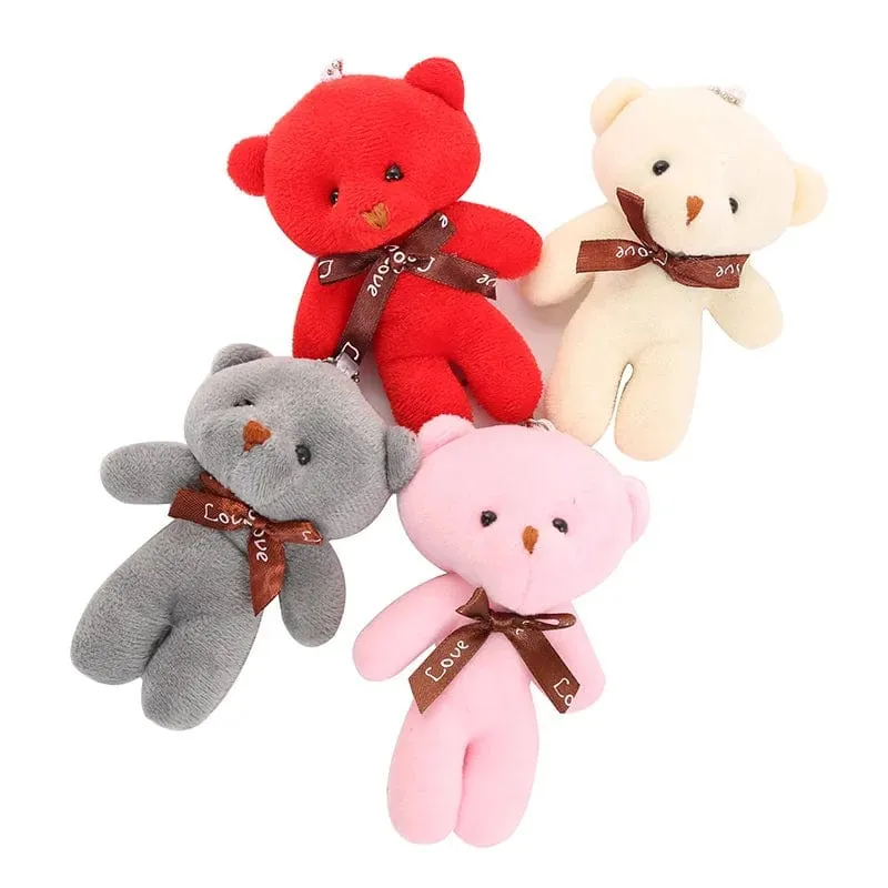 10 teile/paket 12cm Mini Fliege Teddybär Anhänger Plüsch Spielzeug Bunte Teddy Plüsch Schlüsselanhänger