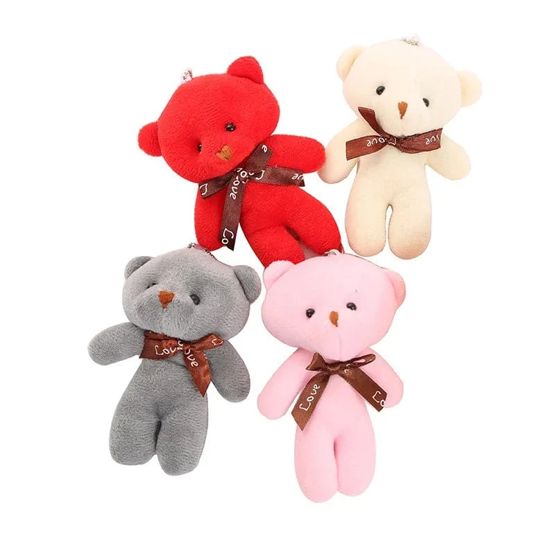 10 teile/paket 12cm Mini Fliege Teddybär Anhänger Plüsch Spielzeug Bunte Teddy Plüsch Schlüsselanhänger