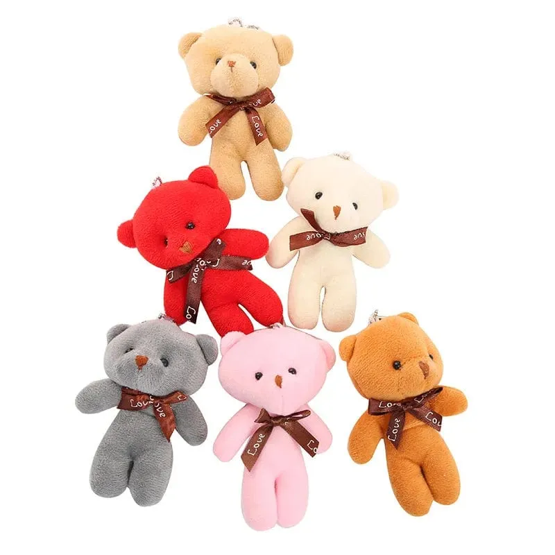 10 teile/paket 12cm Mini Fliege Teddybär Anhänger Plüsch Spielzeug Bunte Teddy Plüsch Schlüsselanhänger