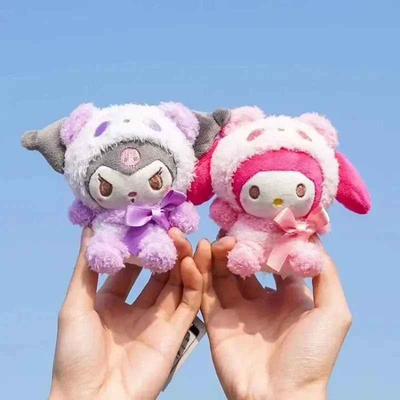 Kawaii Sanrio Schlüsselanhänger Plüsch Anime Kuromi Puppe Schlüsselanhänger Hello Kitty Plüschtier Cinnamoroll Schlüsselanhänger Taschenanhänger Spielzeug Geschenk für Mädchen