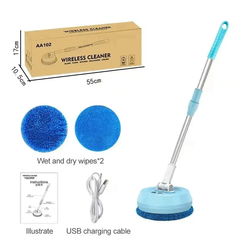 Kabellose elektrische Spin-Mop-Reinigungsmaschine, automatischer 2-in-1-Nass- und Trockenreiniger für Zuhause, Auto, Glas, Decke, Tür, Fenster, Bodenreiniger