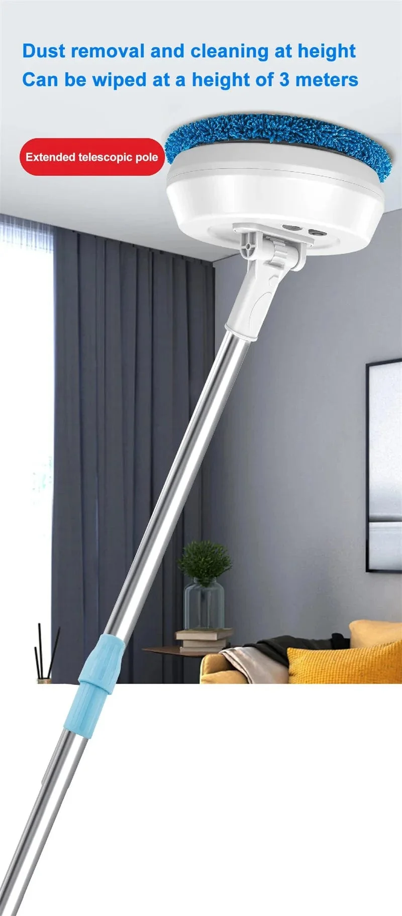 Kabellose elektrische Spin-Mop-Reinigungsmaschine, automatischer 2-in-1-Nass- und Trockenreiniger für Zuhause, Auto, Glas, Decke, Tür, Fenster, Bodenreiniger