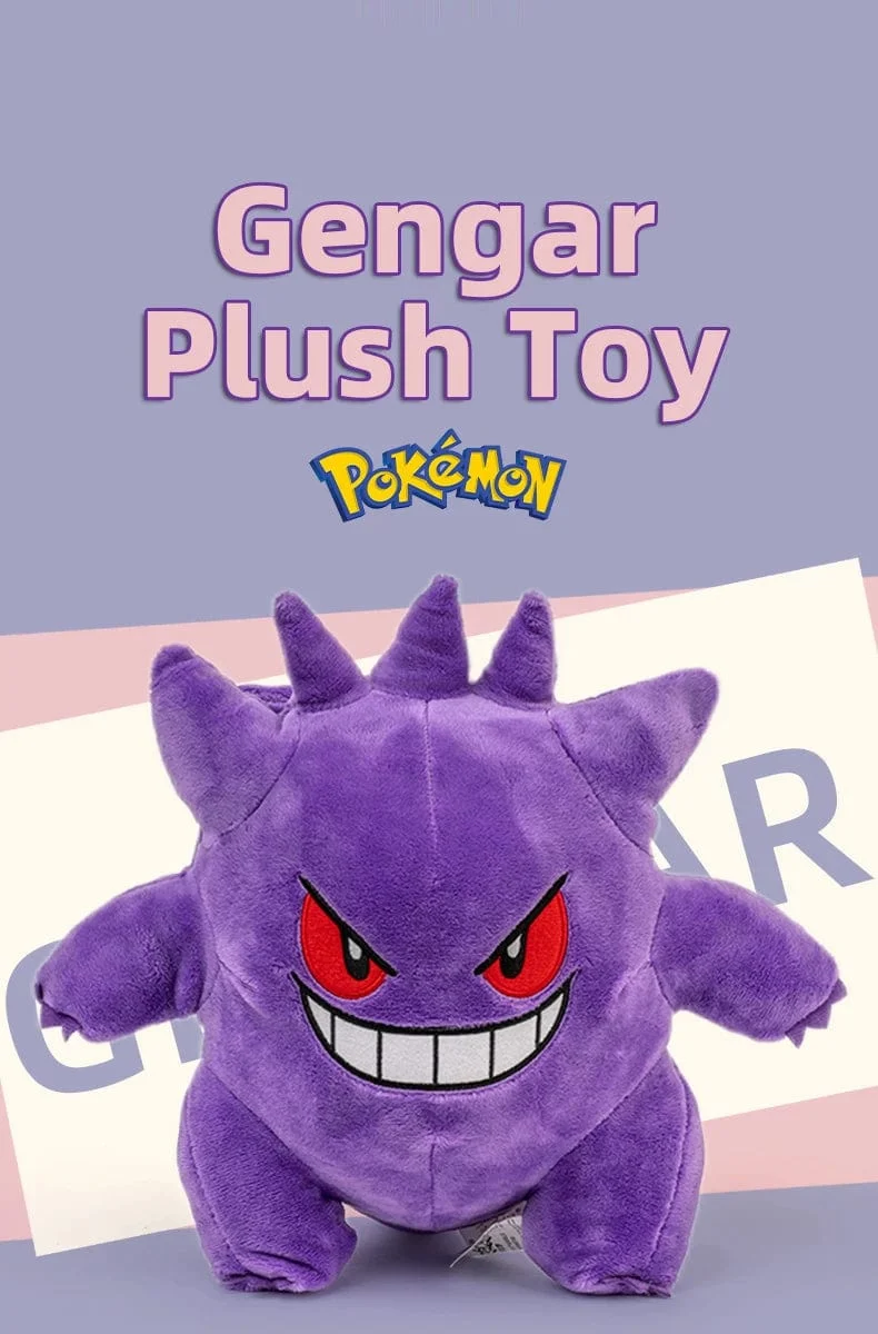 25 cm Gengar-Plüschtier Pokemon Niedliches Peluche Gefülltes Puppenspielzeug Beliebter Stil Cartoon-Bild Dekokissen Geburtstagsgeschenk für den Freund
