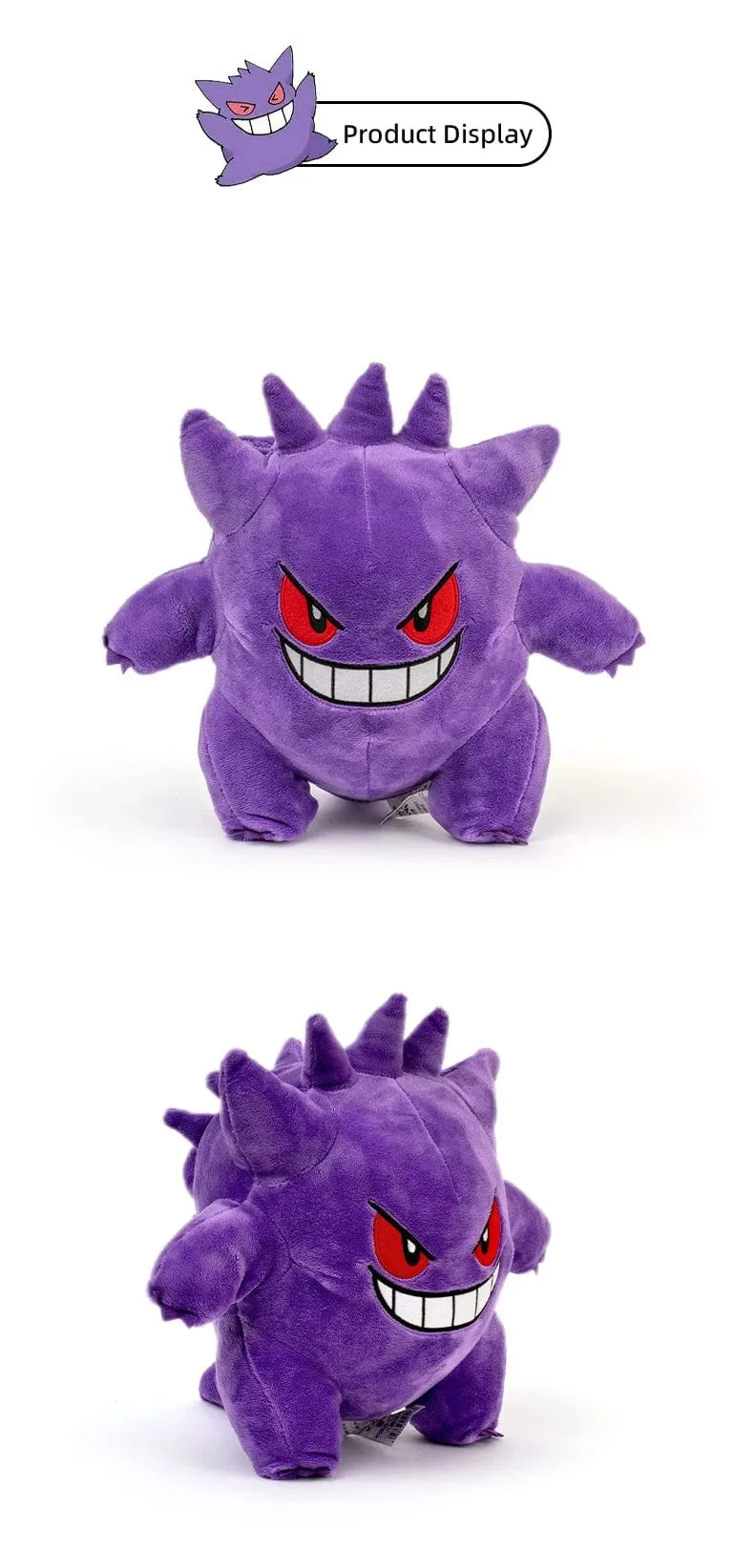 25 cm Gengar-Plüschtier Pokemon Niedliches Peluche Gefülltes Puppenspielzeug Beliebter Stil Cartoon-Bild Dekokissen Geburtstagsgeschenk für den Freund