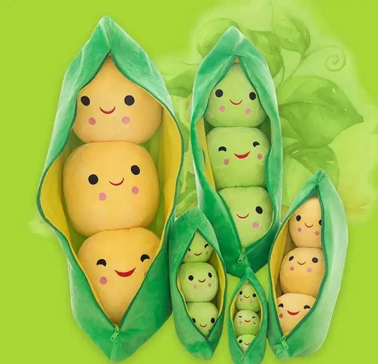 25CM Niedliche Kinder Baby Plüsch Erbsen gefüllt Pflanze Puppe Spielzeug Kinder Kawaii Qualität Erbsenförmiges Kissen Spielzeug Junge Mädchen Geschenk
