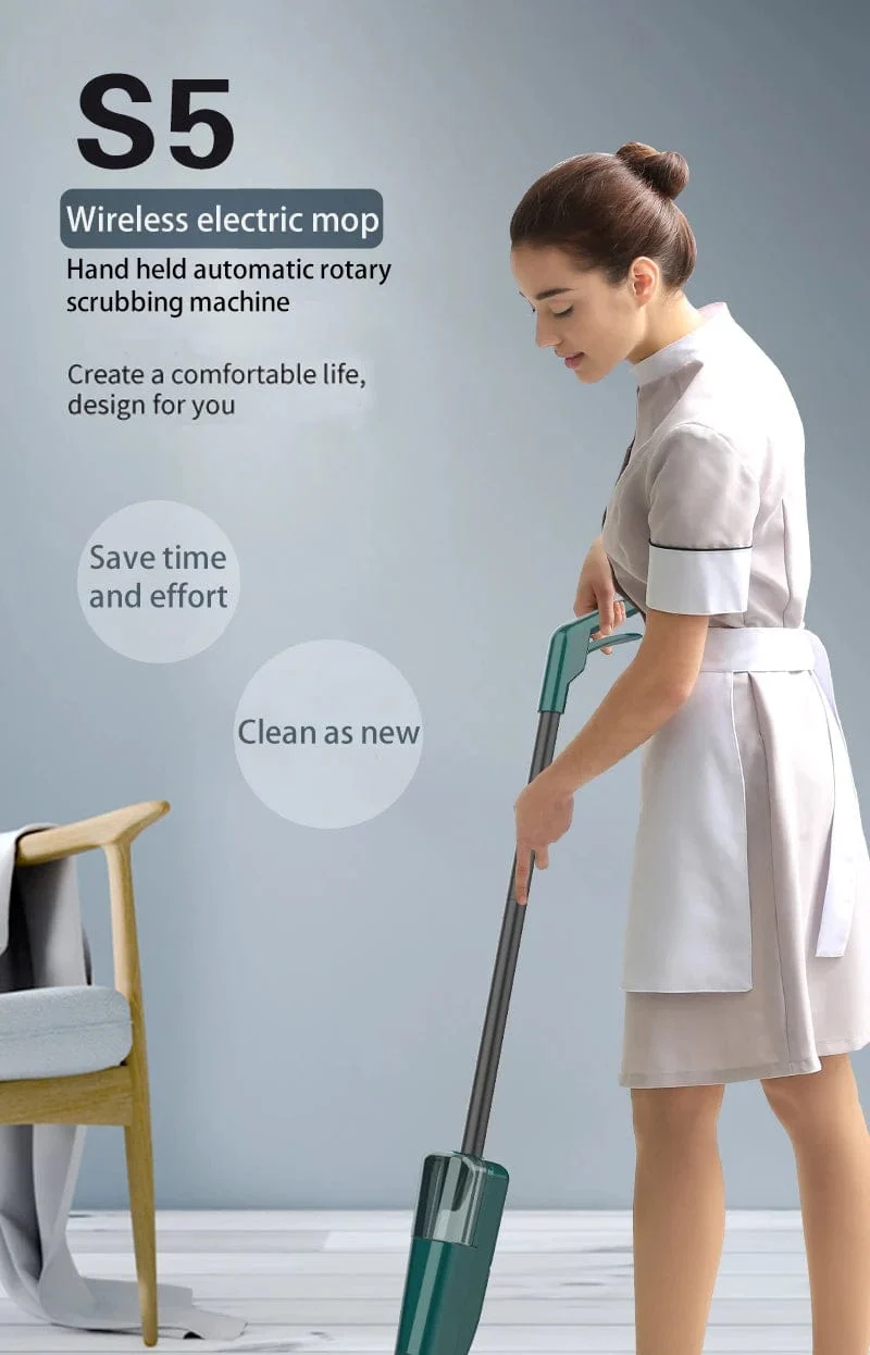 Kabelloser elektrischer Spin-Mop-Reiniger, automatischer 2-in-1-Nass- und Trockenreiniger für den Haushalt, Auto, Glas, Decke, Tür, Fenster, Bodenschrubbermaschine