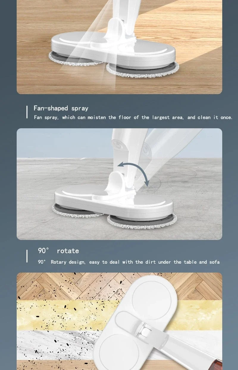Kabelloser elektrischer Spin-Mop-Reiniger, automatischer 2-in-1-Nass- und Trockenreiniger für den Haushalt, Auto, Glas, Decke, Tür, Fenster, Bodenschrubbermaschine