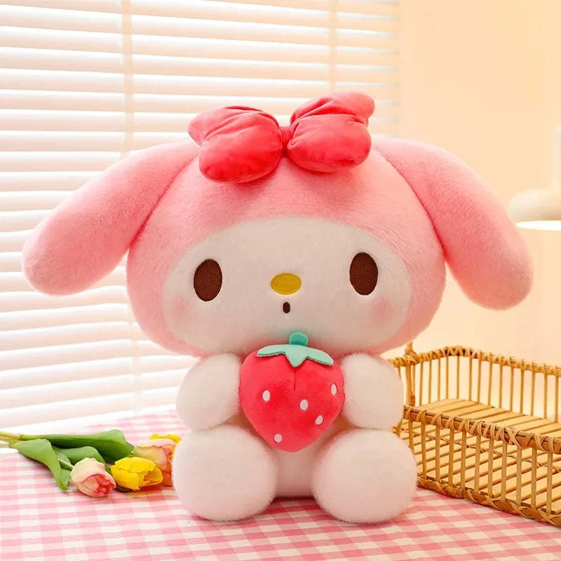 25cm Sanrio Erdbeere Kuromi Kissen Plüsch Spielzeug Mädchen Weiche Stofftier Spielzeug Erdbeere Melodie Puppe Geschenk
