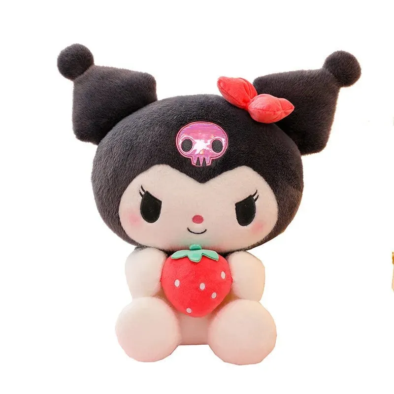 25cm Sanrio Erdbeere Kuromi Kissen Plüsch Spielzeug Mädchen Weiche Stofftier Spielzeug Erdbeere Melodie Puppe Geschenk