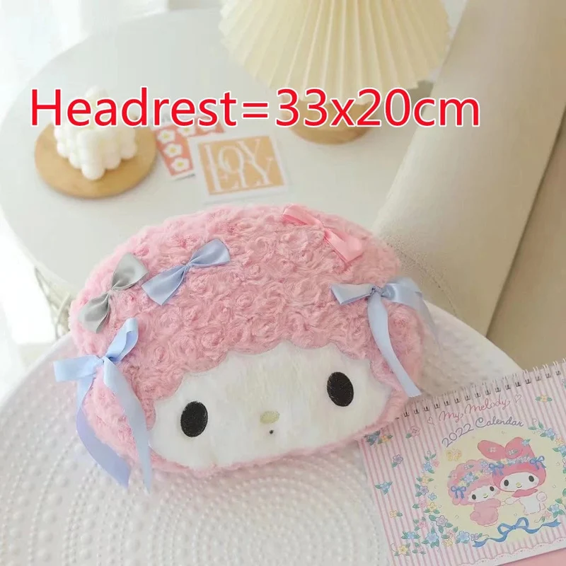 Sanrio Niedlicher My Melody Autositz-Kopfstützen-Sicherheitsgurtbezug Kawaii Weiches Bequemes Rückenkissen Kissendecke Weihnachtsgeschenke Mädchen