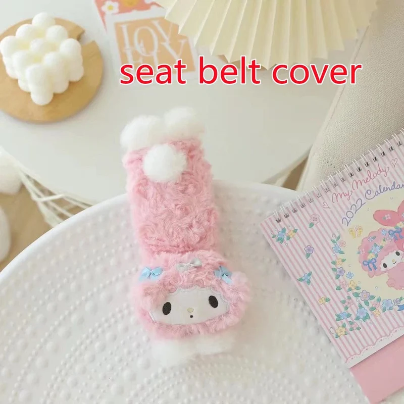 Sanrio Niedlicher My Melody Autositz-Kopfstützen-Sicherheitsgurtbezug Kawaii Weiches Bequemes Rückenkissen Kissendecke Weihnachtsgeschenke Mädchen