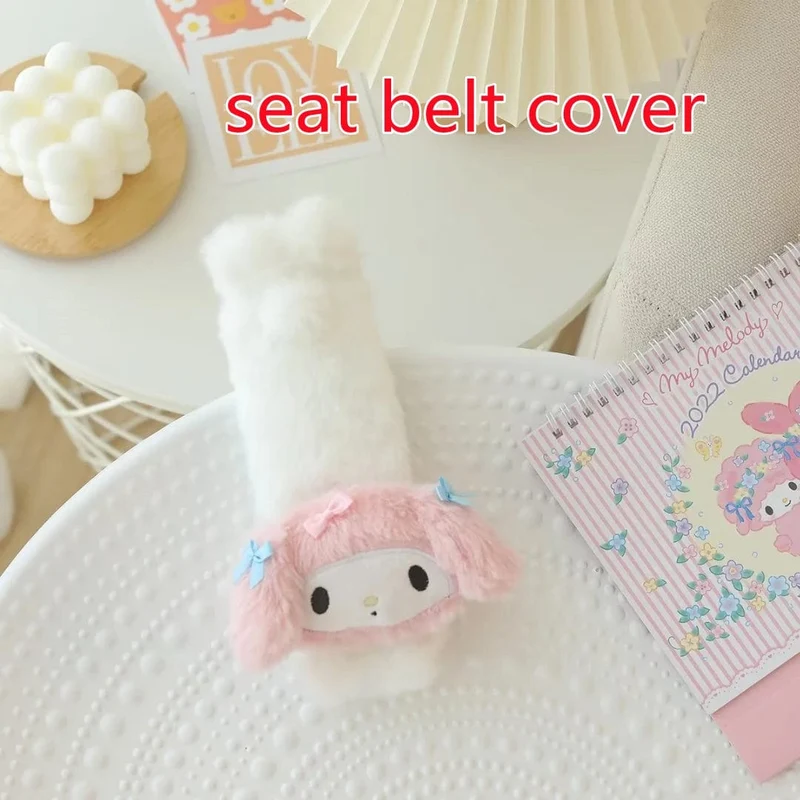 Sanrio Niedlicher My Melody Autositz-Kopfstützen-Sicherheitsgurtbezug Kawaii Weiches Bequemes Rückenkissen Kissendecke Weihnachtsgeschenke Mädchen