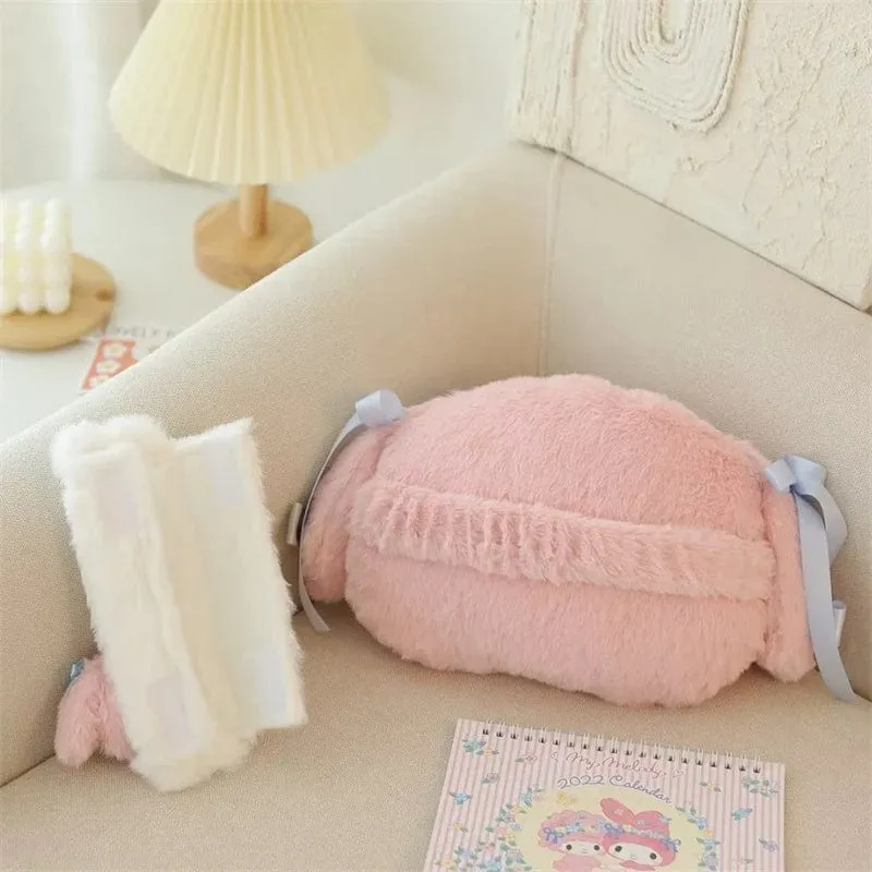 Sanrio Niedlicher My Melody Autositz-Kopfstützen-Sicherheitsgurtbezug Kawaii Weiches Bequemes Rückenkissen Kissendecke Weihnachtsgeschenke Mädchen