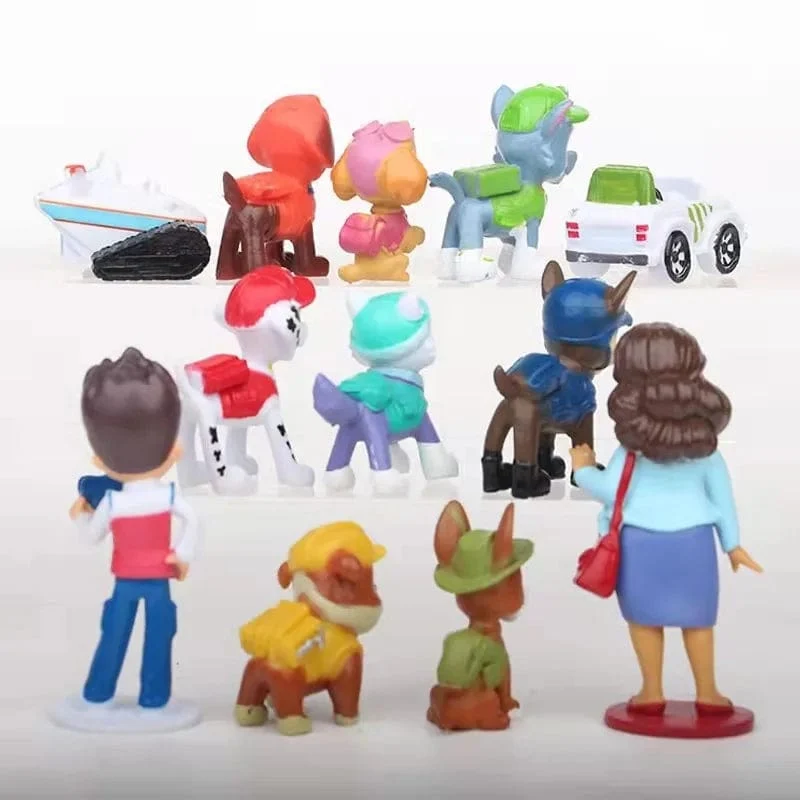 12 Stück Paw Patrol Patrulla Canina Anime Actionfiguren Puppy Patrol Mini Puppen Kinderspielzeug Modelle 4–10 cm Kuchendekoration Geschenke