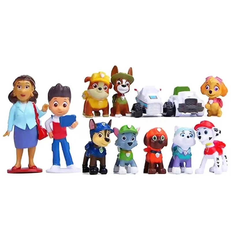 12 Stück Paw Patrol Patrulla Canina Anime Actionfiguren Puppy Patrol Mini Puppen Kinderspielzeug Modelle 4–10 cm Kuchendekoration Geschenke