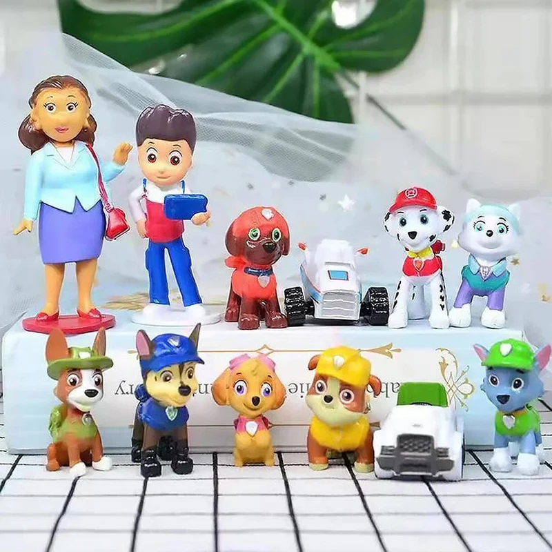 12 Stück Paw Patrol Patrulla Canina Anime Actionfiguren Puppy Patrol Mini Puppen Kinderspielzeug Modelle 4–10 cm Kuchendekoration Geschenke