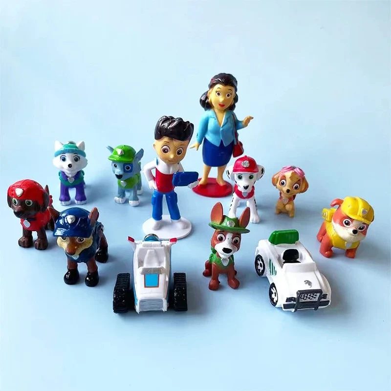 12 Stück Paw Patrol Patrulla Canina Anime Actionfiguren Puppy Patrol Mini Puppen Kinderspielzeug Modelle 4–10 cm Kuchendekoration Geschenke