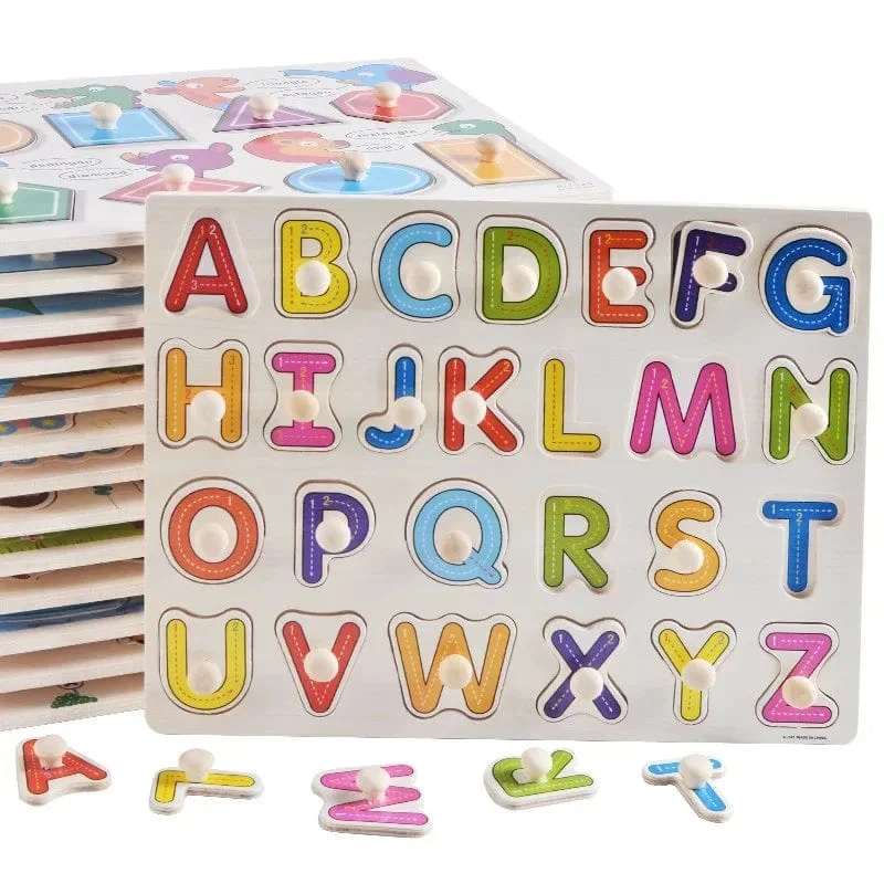 Baby Holz Greifen Bord Anzahl Brief Form Anerkennung Puzzle Kinder Frühen Bildung Puzzle Spielzeug Montessori Lernen TMZ