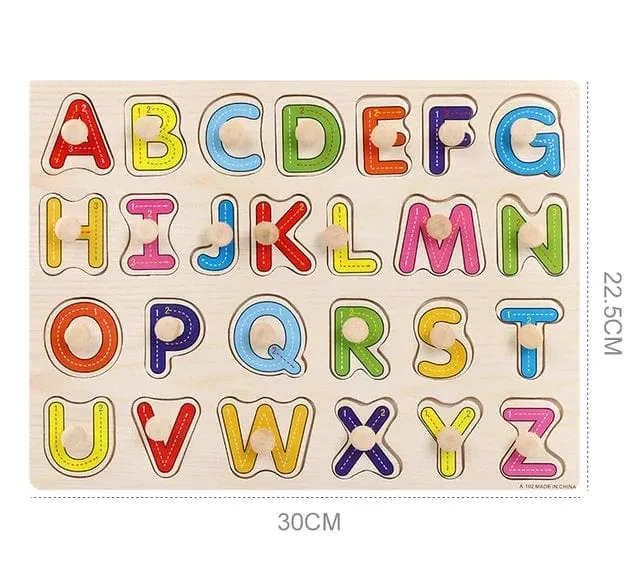 Baby Holz Greifen Bord Anzahl Brief Form Anerkennung Puzzle Kinder Frühen Bildung Puzzle Spielzeug Montessori Lernen TMZ