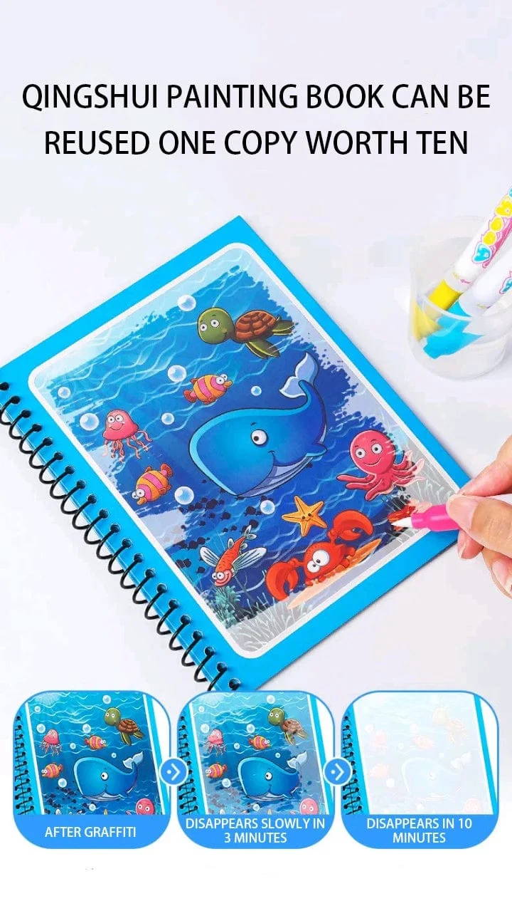 Magisches Buch, Wasserzeichnen, Montessori-Spielzeug, wiederverwendbares Malbuch, magisches Wasserzeichenbuch, sensorische Früherziehung für Kinder