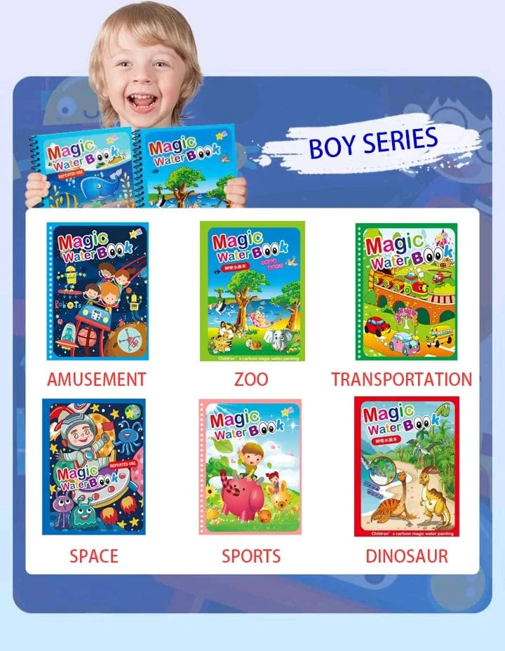 Magisches Buch, Wasserzeichnen, Montessori-Spielzeug, wiederverwendbares Malbuch, magisches Wasserzeichenbuch, sensorische Früherziehung für Kinder