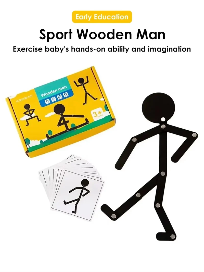 Montessori-Spielzeug für Kinder aus Holz, für frühes Lernen, pädagogisches Puzzle, sportliche Pose, Puzzle, Verbesserung der praktischen Fähigkeiten, beschäftigtes Brett, Geschenke