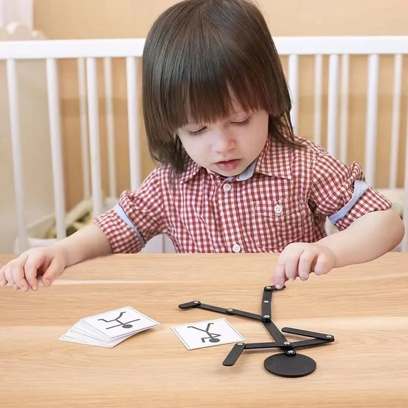 Montessori-Spielzeug für Kinder aus Holz, für frühes Lernen, pädagogisches Puzzle, sportliche Pose, Puzzle, Verbesserung der praktischen Fähigkeiten, beschäftigtes Brett, Geschenke