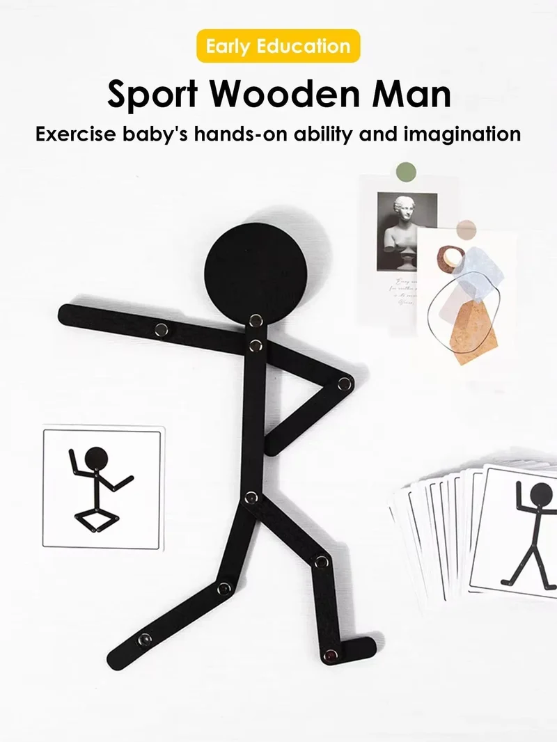 Montessori-Spielzeug für Kinder aus Holz, für frühes Lernen, pädagogisches Puzzle, sportliche Pose, Puzzle, Verbesserung der praktischen Fähigkeiten, beschäftigtes Brett, Geschenke