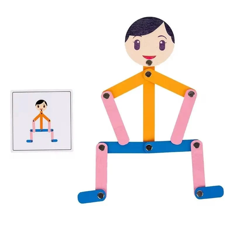 Montessori-Spielzeug für Kinder aus Holz, für frühes Lernen, pädagogisches Puzzle, sportliche Pose, Puzzle, Verbesserung der praktischen Fähigkeiten, beschäftigtes Brett, Geschenke