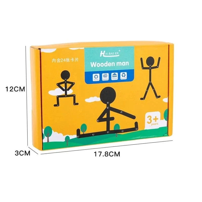 Montessori-Spielzeug für Kinder aus Holz, für frühes Lernen, pädagogisches Puzzle, sportliche Pose, Puzzle, Verbesserung der praktischen Fähigkeiten, beschäftigtes Brett, Geschenke