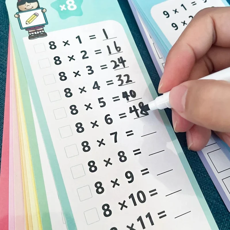 0-12 Multiplikationstabellen, Einmaleinskarten, Selbstkontroll-Lernhilfe für Mathematik, Montessori-Mathematiktraining, Lehrhilfen