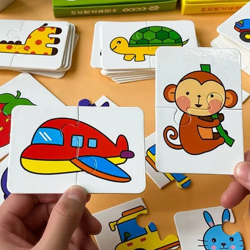 32-teiliges Puzzle-Spielzeug für Kleinkinder, passende Karten, frühe Montessori-Ausbildung, Cartoon-Puzzle, Tierfarbe, Form, kognitives Training, Geschenke