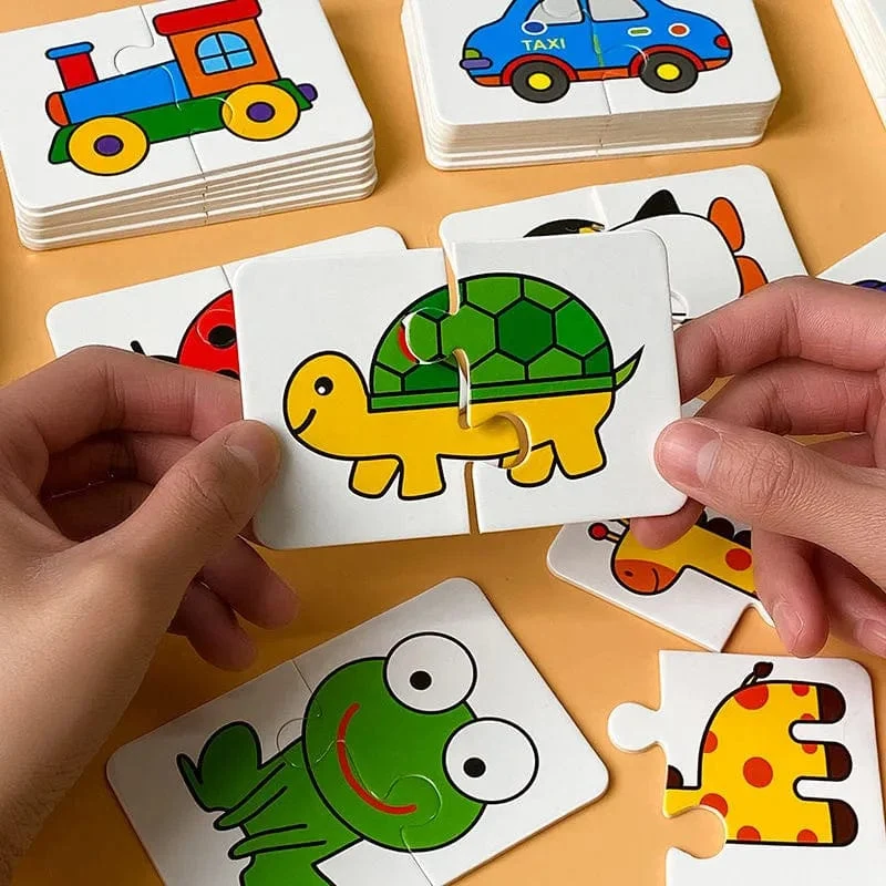 32-teiliges Puzzle-Spielzeug für Kleinkinder, passende Karten, frühe Montessori-Ausbildung, Cartoon-Puzzle, Tierfarbe, Form, kognitives Training, Geschenke