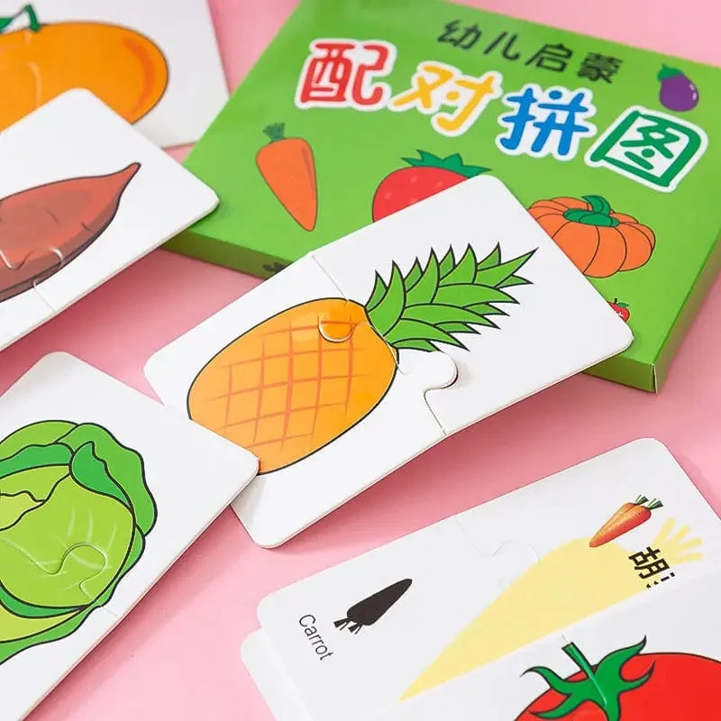 32-teiliges Puzzle-Spielzeug für Kleinkinder, passende Karten, frühe Montessori-Ausbildung, Cartoon-Puzzle, Tierfarbe, Form, kognitives Training, Geschenke