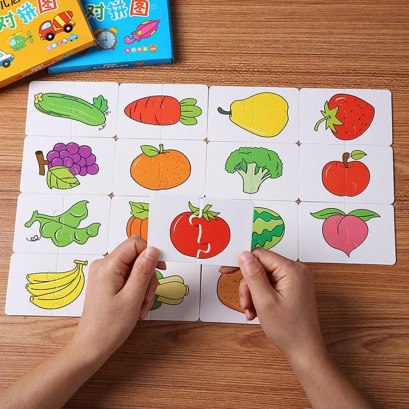32-teiliges Puzzle-Spielzeug für Kleinkinder, passende Karten, frühe Montessori-Ausbildung, Cartoon-Puzzle, Tierfarbe, Form, kognitives Training, Geschenke