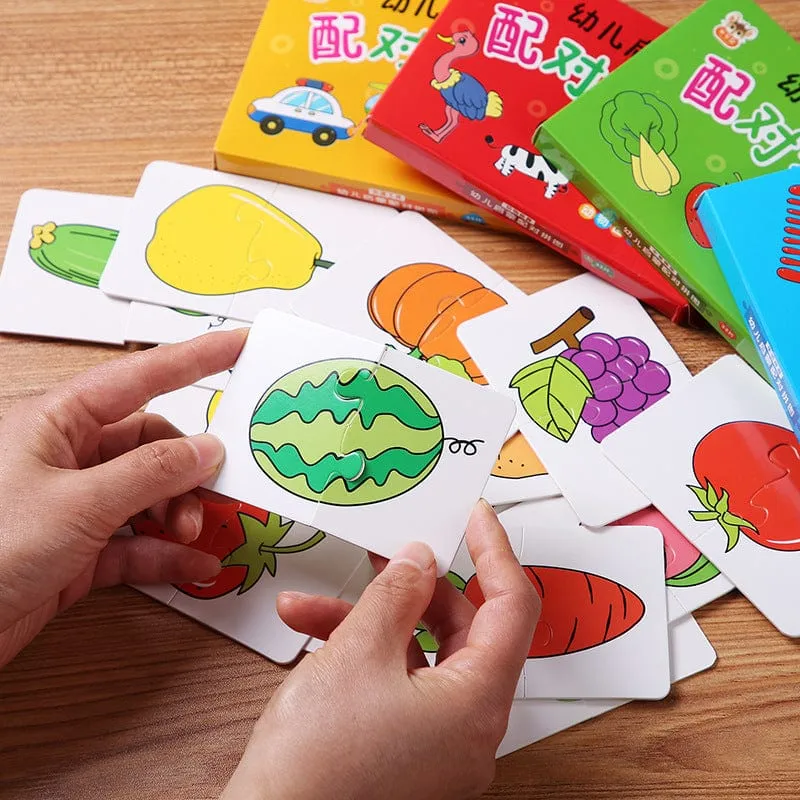 32-teiliges Puzzle-Spielzeug für Kleinkinder, passende Karten, frühe Montessori-Ausbildung, Cartoon-Puzzle, Tierfarbe, Form, kognitives Training, Geschenke