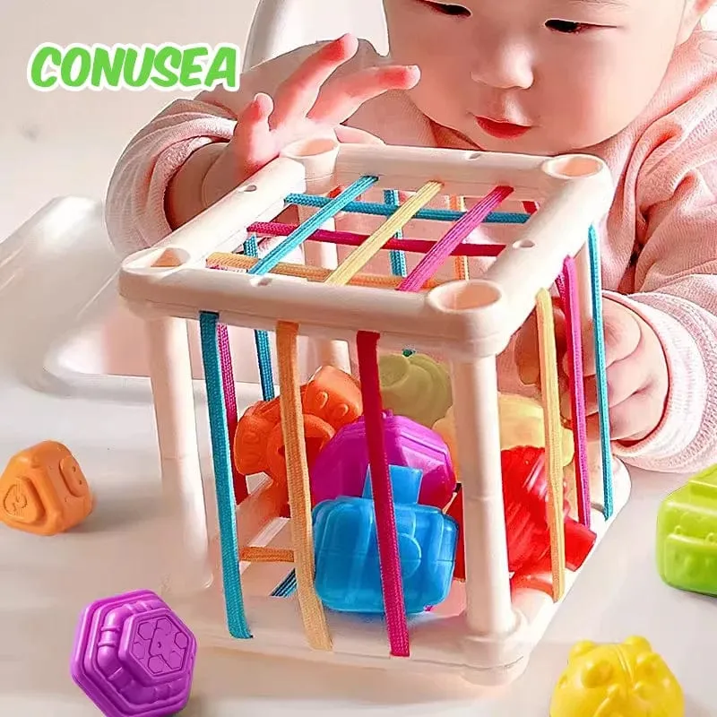 Montessori Babyspielzeug 0-12 Monate Sensorische Entwicklung Lernen Lernspielzeug Bunte Blöcke Sortierspiel für Babys Kleinkinder