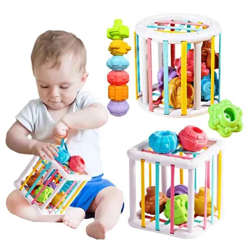 Montessori Babyspielzeug 0-12 Monate Sensorische Entwicklung Lernen Lernspielzeug Bunte Blöcke Sortierspiel für Babys Kleinkinder