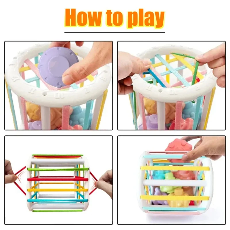Montessori Babyspielzeug 0-12 Monate Sensorische Entwicklung Lernen Lernspielzeug Bunte Blöcke Sortierspiel für Babys Kleinkinder