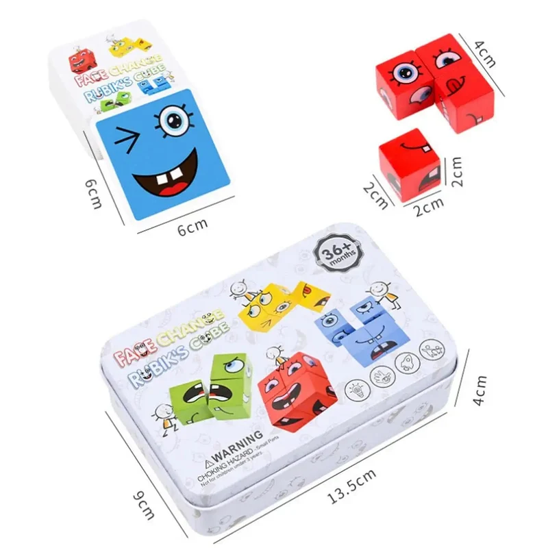 Kinder Emotionen Ausdruck Spiel Holz Würfel Gesicht Ändern Bord Cartoon Puzzle Spielzeug Montessori Denken Herausforderung Spiele