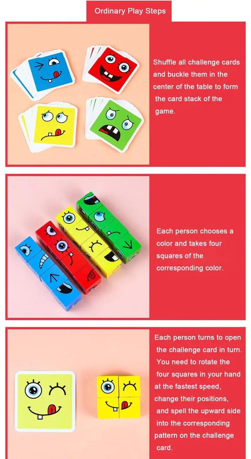 Kinder Emotionen Ausdruck Spiel Holz Würfel Gesicht Ändern Bord Cartoon Puzzle Spielzeug Montessori Denken Herausforderung Spiele