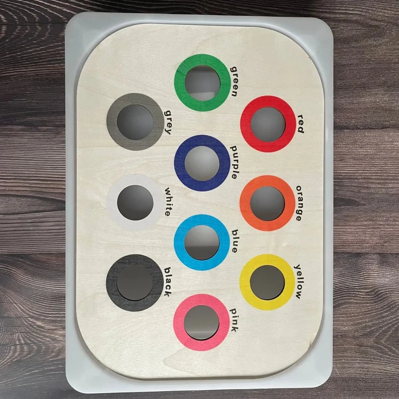 Sensorisches Tablett für Kinder, Tisch, Farbe, Haarballen, Spiel aus Holzfliesen, Montessori-Spielzeug für die frühe Bildung, Kinderspielzeug, pädagogisches Zubehör